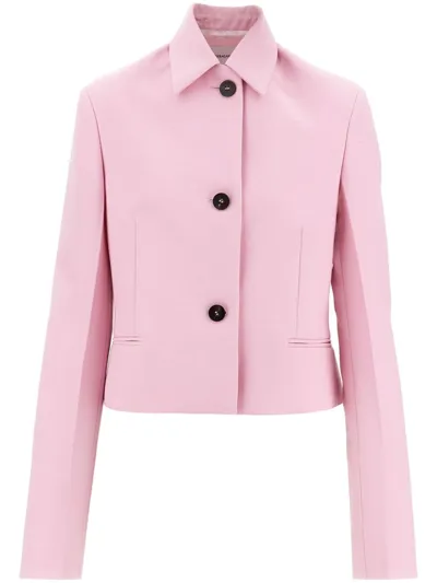 Ferragamo Double-face Matte Wool Short Jacket In Bubble Gum