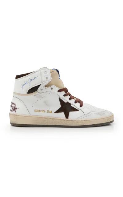 Golden Goose Sky Star Leather Sneakers In Brown