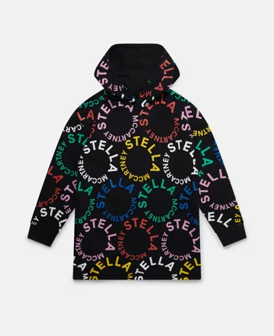 Stella Mccartney Rainbow Logo Hoodie In Black Multicolour