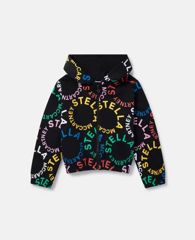 Stella Mccartney Circular Logo Cropped Hoodie In Black Multicolour