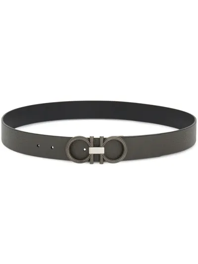 Ferragamo Gancini-buckle Leather Belt In 灰色