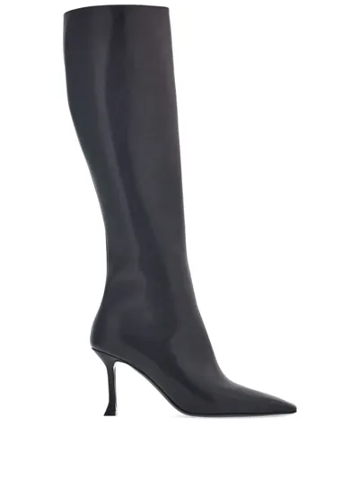 Ferragamo Pointed-toe Leather Boots In Black