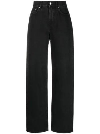 Loulou Studio Dark-wash Wide-leg Jeans In Black