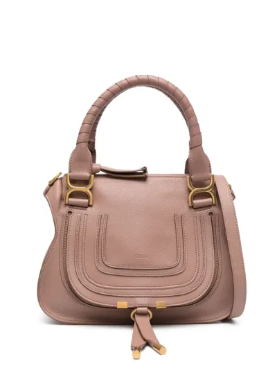 Chloé Small Marcie Logo-debossed Tote Bag In Pink