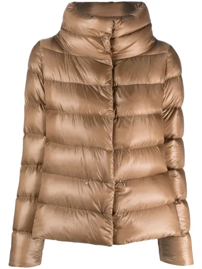 Herno Funnel-neck Padded Jacket In Beige