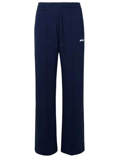 Msgm Logo Printed Drawstring Trousers In Blue