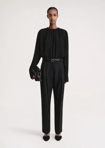 Totême Gathered-neck Crepe Blouse Black