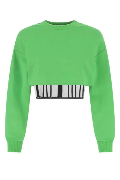 Alexander Mcqueen Layered Crewneck Cropped Sweatshirt In Green