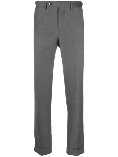 Pt Torino Mid-rise Tailored Trousers In Grey