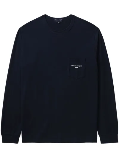 Comme Des Garçons Homme Deux Logo-print Cotton Sweatshirt In Blue