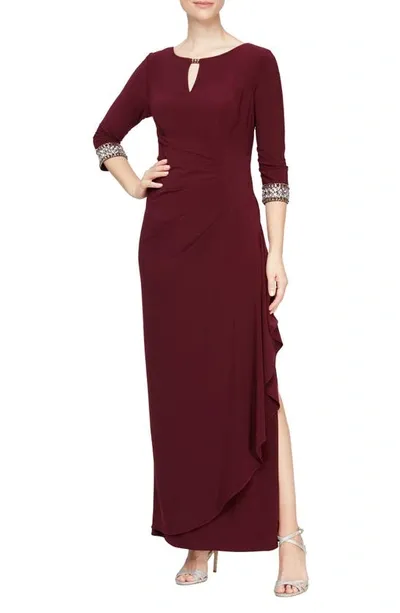 Alex Evenings Embellished Cuff Dress In Fig