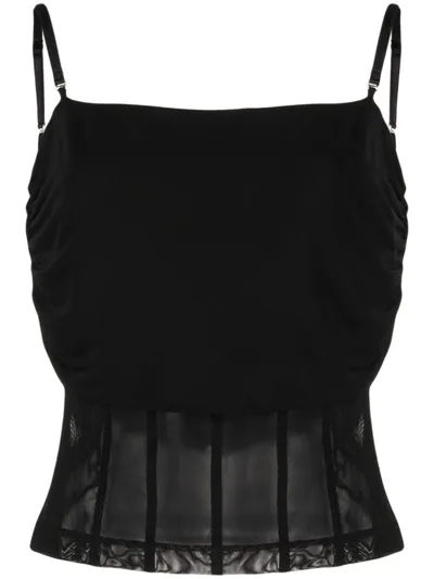 Blumarine Semi-sheer Sleeveless Top In Black