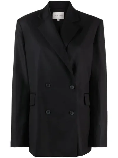 Loulou Studio Black Donau Double-breasted Wool Blazer