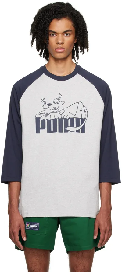 Noah Gray & Blue Puma Edition Long Sleeve T-shirt In Puma Navy