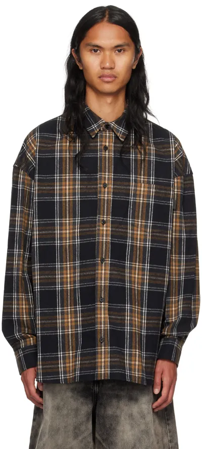 Juunj Oversized Check Shirt In Brown