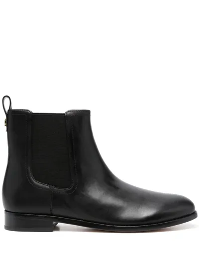 Lauren Ralph Lauren Brylee Almond-toe Leather Boots In Black