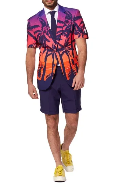 Opposuits Suave Sunset Short Sleeve Sport Coat, Tie & Flat Front Shorts Set In Miscellaneous