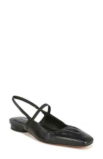 Vince Venice Leather Slingback Ballerina Flats In Black