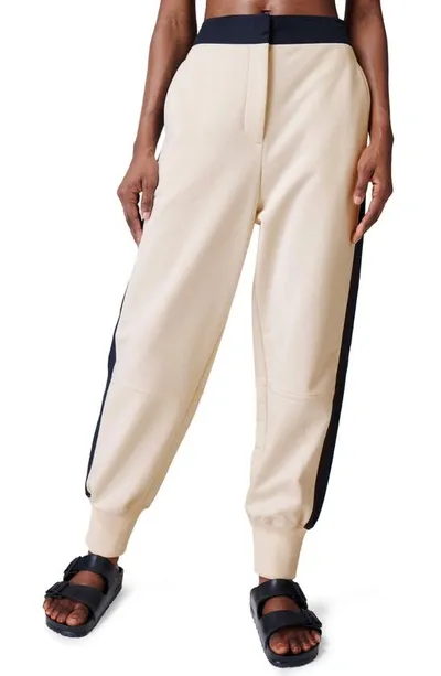 Sweaty Betty Contrast Stripe Joggers In Alabaster White