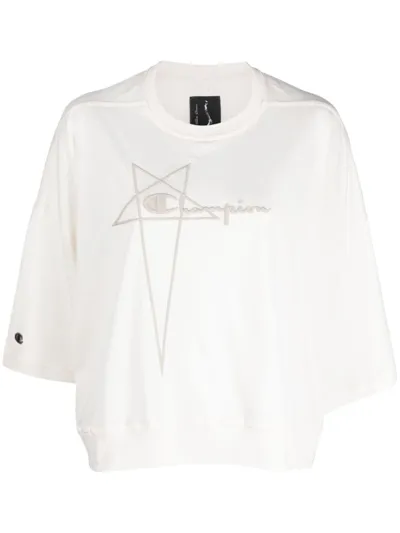 Rick Owens X Champion Tommy Logo-embroidered Cotton T-shirt In Neutrals