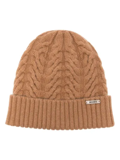 Moorer Logo-plaque Cashmere Beanie In Brown