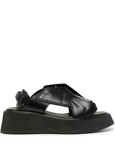 Julius Edge Cut-out Leather Sandals In Schwarz