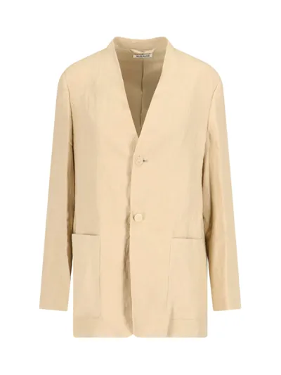 Auralee Linen Blazer In Beige