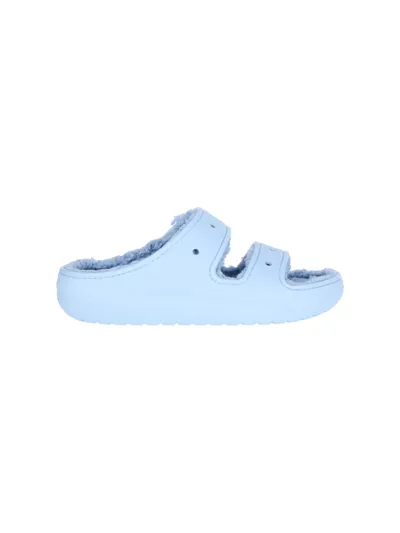 Crocs Classic Cozzzy Sandal In Light Blue