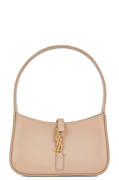 Saint Laurent Mini Le 5 A 7 Hobo Bag In Dark Beige