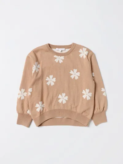 Chloé Kids' Sweater In Organic Cotton And Jacquard Wool In Yellow Cream