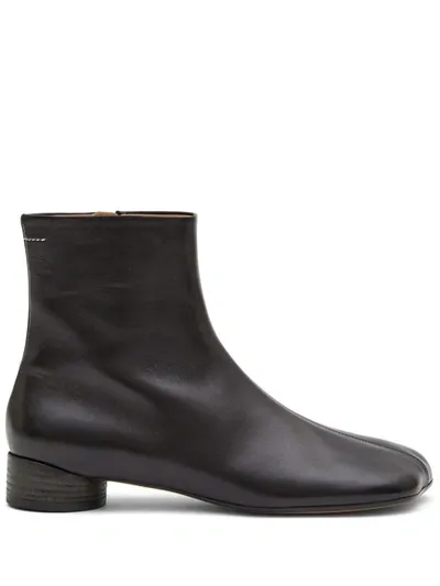 Mm6 Maison Margiela Leather Ankle Boots In Black