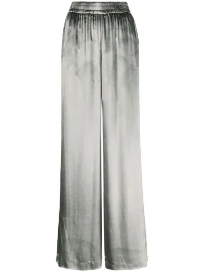 Red Valentino Velvet Straight Leg Silk Pants In Gray