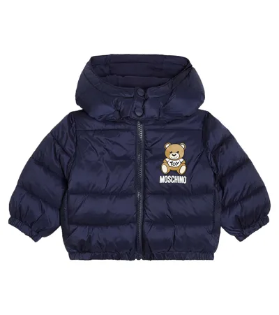 Moschino Baby Teddy Bear Puffer Jacket In Azul