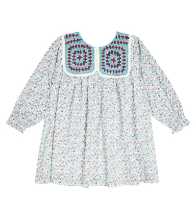 Louise Misha Kids' Warise Floral Cotton Crochet Dress In Blue