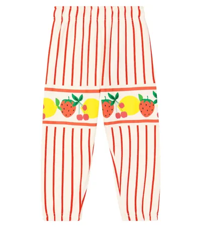 Mini Rodini Kids' Fruits Stripe Cotton Sweatpants In Multicoloured