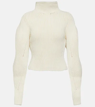 Alaïa Ribbed-knit Wool-blend Sweater In White