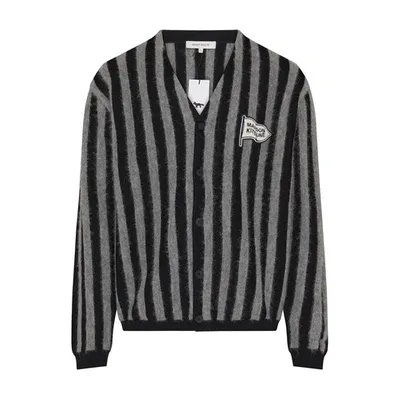 Maison Kitsuné Striped Comfort Cardigan In Black