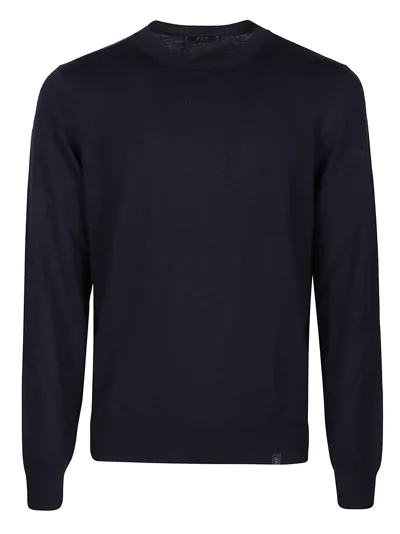 Fay Round Neck Sweater In Blue