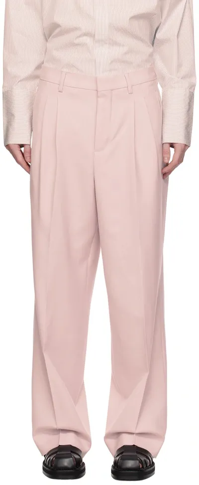 Ami Alexandre Mattiussi Pink Straight Fit Trousers In Powder Pink/679