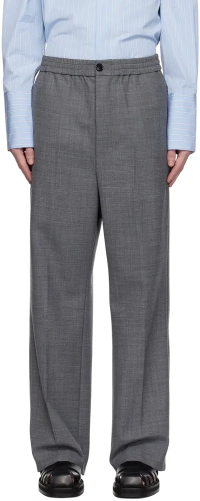 Ami Alexandre Mattiussi Gray Elasticized Trousers In Heather Grey/087