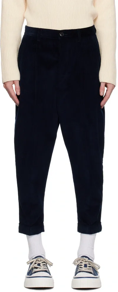 Ami Alexandre Mattiussi Navy Carrot Oversized Trousers In Black