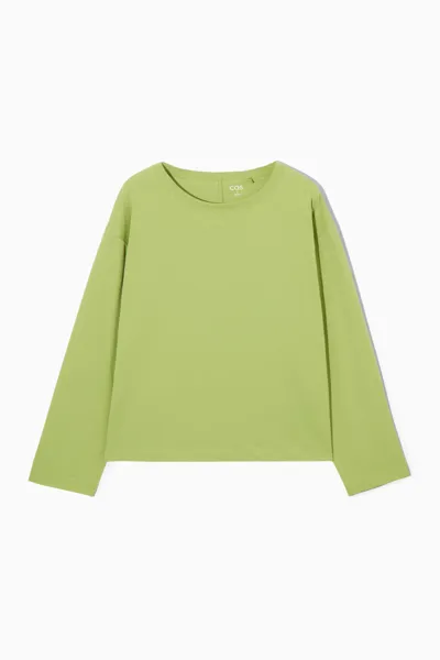 Cos Boxy Long-sleeved T-shirt In Green