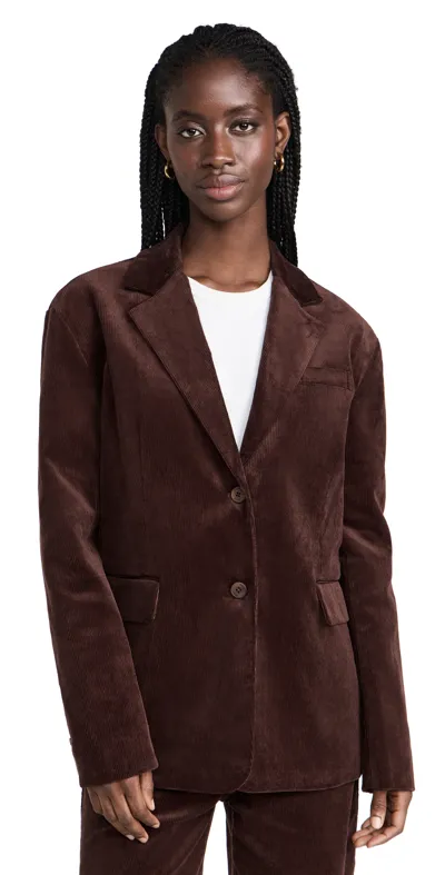 Staud Trek Textured Single-breasted Blazer In Mahogany