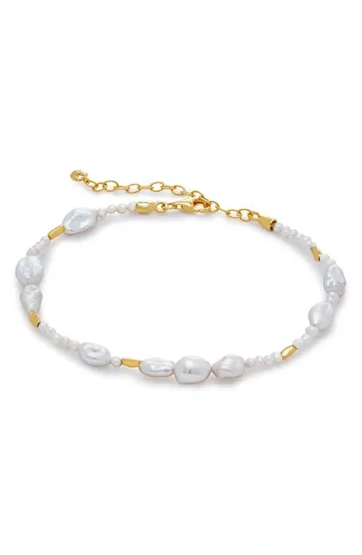 Monica Vinader Pearl Scatter Bracelet In Gold