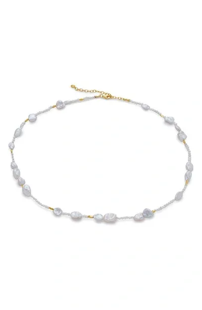 Monica Vinader Pearl Scatter Necklace In Gold