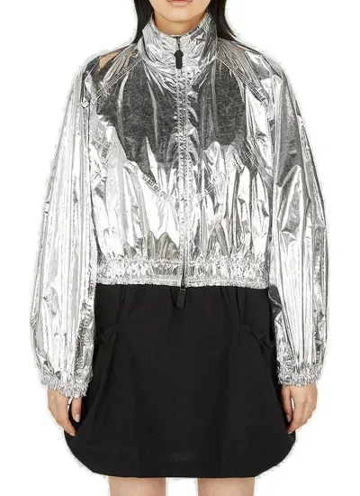 Moncler Genius X Alicia Keys Flatbush Long Metallic Top Jacket In Silver