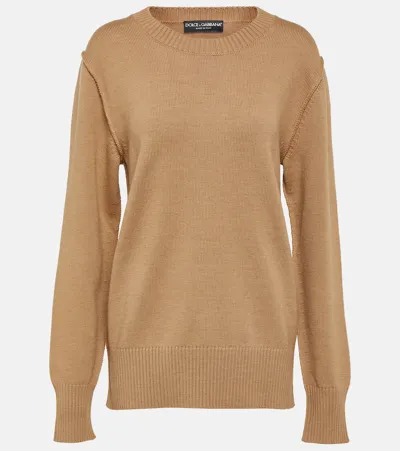 Dolce & Gabbana Virgin Wool Sweater In Beige