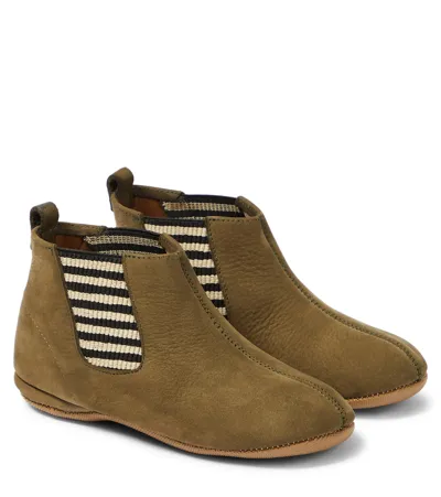 Pèpè Kids' Suede Booties In Green