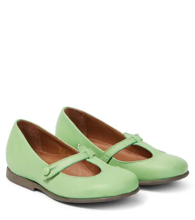 Pèpè Kids' Leather Ballet Flats In Green