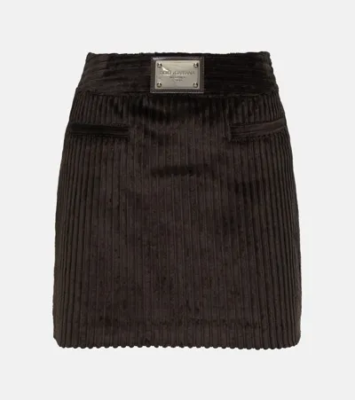 Dolce & Gabbana Logo Corduroy Miniskirt In Purple